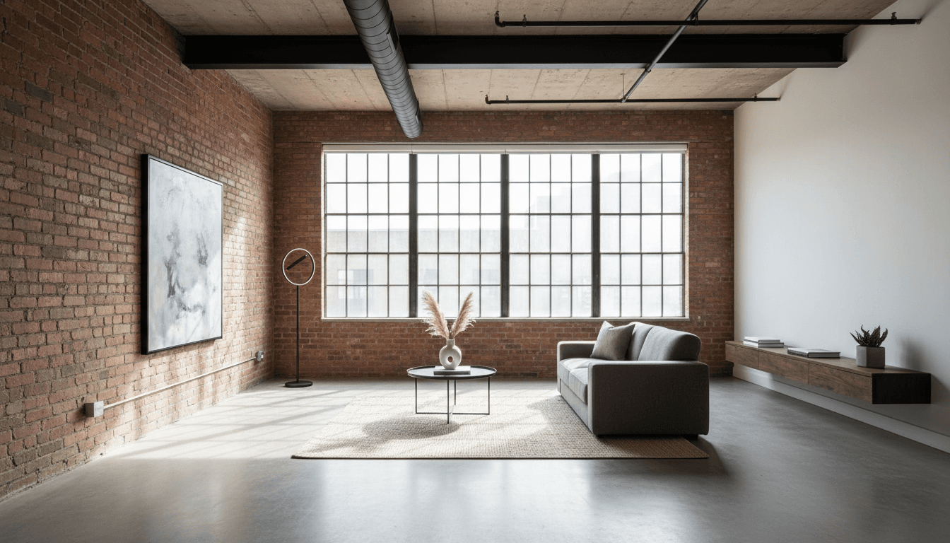 Raw brick and concrete softened by afternoon sun through tall windows